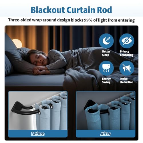 Barra Doble telescópica para Cortinas, Barras de Cortina Dobles Resistentes, Juego de Barra de Cortina Doble Ajustable, para Salón, Dormitorio y Balcón (negro, 28-120‘’（0.7-3M）)