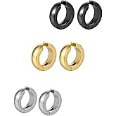 Clip On Earrings Men 3 Pairs Small Clip On Hoop Earrings Surgical Stainless Steel Fake Earrings 10mm-14mm Pierced Earrings