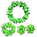 CISMARK Hawaiian Luau flower Leis Jumbo necklace bracelets headband set (Green)