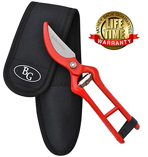Professional Pruning Shears - Best Heavy Duty Hand Pruners for Serious Gardening - Versatile, Ergonomic, Razor Sharp Steel Garden Clippers, Tree Trimmers + Holster!
