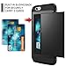 SAMONPOW Wallet Case for iPhone 7 Case with Card Holder Dual Layer Hybrid Shell Heavy Duty Protection Shockproof Anti Scratch Soft Rubber Cover Case for iPhone 7 4.7 inch Black