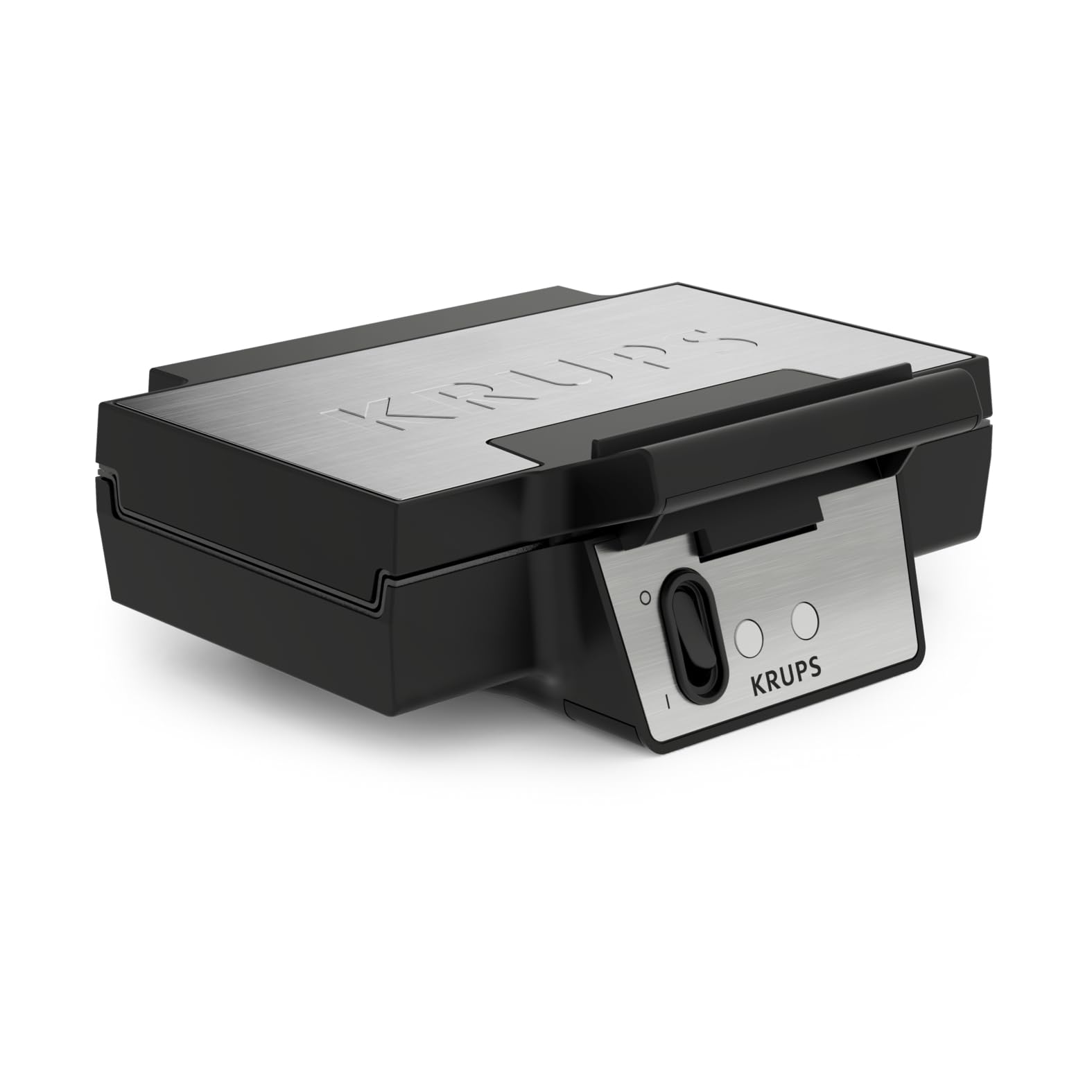 Krups FDK Iconic Waffeleisen, 850 W, keramikbeschichtete Antihaft-Platten, ikonisches Design, vertikale Aufbewahrung, benutzerfreundlich, Schwarz/Edelstahl, FDK261