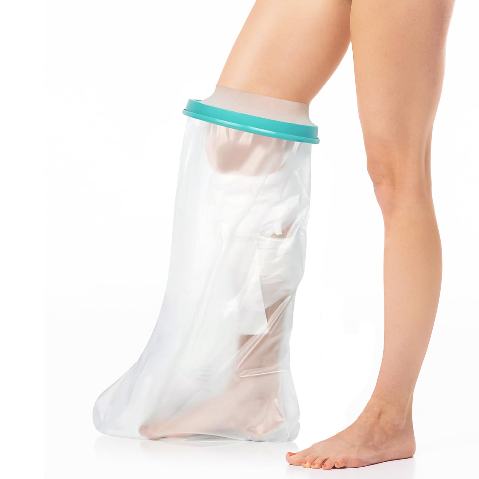 WenYa Adult Calf Cast Cover for Shower, Plaster Cast Waterproof Cover Leg with Sealing Ring, Reusable Cast Bandage Shower Protector for Knee Calf Foot Injured Adults Shower