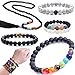EuTengHao 715Pcs Lava Beads Stone Rock Beads Glass Beads Bracelet Making Kit with Chakra Beads Spacer Beads Bracelet Elastic String for Diffuser Essential Oils Bracelets DIY Jewelry Making Supplies