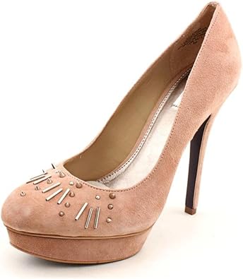 nude suede platform heels