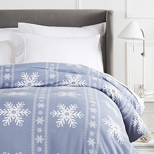 Pinzon Cotton Flannel Duvet Cover - King, Snowflake Dusty Blue
