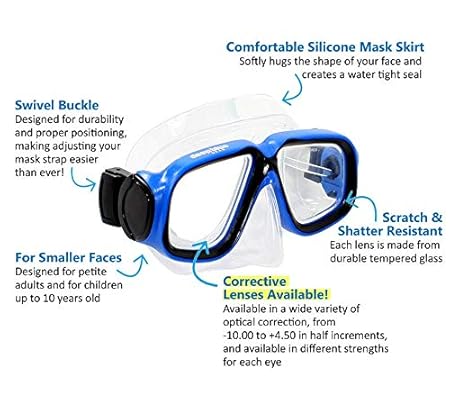 Deep Blue Gear - Maui Jr. Kids Snorkeling Mask with Optical Corrective Lenses