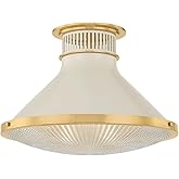 Hudson Valley Lighting MDS2403-AGB/OW Highclere - 1 Light Flush Mount - 12.25 Inches Tall and 17.75 Inches Wide - Aged Brass/