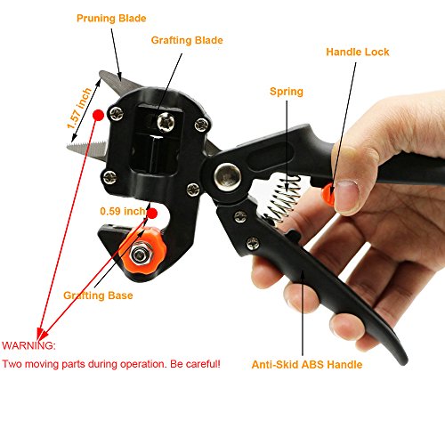 Migiwata Garden Fruit Tree Professional Pruning Shears Grafting Cutting Tool With 6 Blades (2V & 2U & 2Ω shaped) to Cut Grafting Stocks from 5mm up to 12mm in Diameter with English Manual