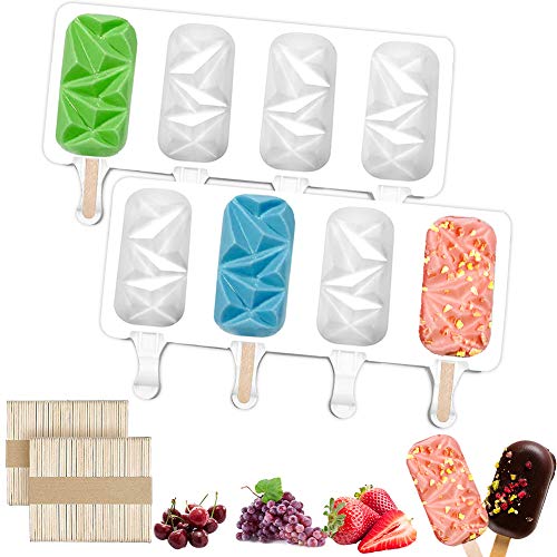 2 Pcs Silicone Popsicle Molds With Lids & 100 Sticks - 4 Cavity Ellipse Molds For DIY Ice Pops - View #10