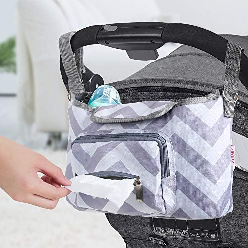 Aomola Stroller Organizer with Cup Holders,Adjustable Strap,3-in-1 Large Storage Space for Diapers,Feeding Bottles and cellphones