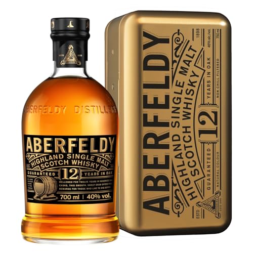 Aberfeldy 12YO Single Malt Scotch Whisky Gold Bar Gift Tin, 40%ABV, 70cl