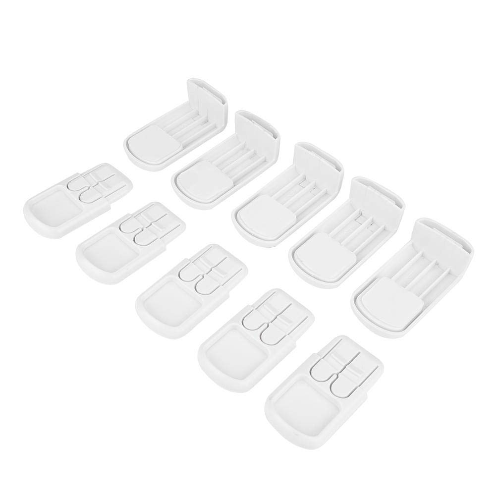 Fdit Baby Protect Safety Locks Cabinet Drawer Door Locks Children Start Lock Test White Black Brown 5pcs (White)