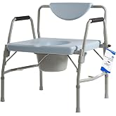 Dynarex Bariatric Drop Arm Bedside Commode, Multi-Use Portable Toilet Chair with 650 Pound Weight Capacity and a Heavy-Duty Steel Frame, Grey, 1 Bariatric Drop Arm Bedside Commode