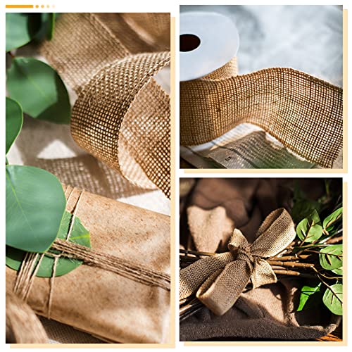 CHolic 2.5inch x 11 Yards Burlap Wired Ribbon and 2MM x 328 Feet Natural Jute Twine Packing String for Photos Crafts Wrapping Gifts Party Home Decor Easter Holiday and Rustic Wedding Decorations