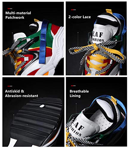 Men's Retro Color Blocked Fashion Sneakers Sport Running Shoes Walking Casual Athletic Shoes(1,6.5) - Thumbnail 2