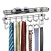 mDesign Steel Wall Mount Organizer Hanger Rack Holder, 8 Hooks/Storage Basket for Bedroom, Hall, Coat Closet - Holds Belts, Ties, Watches, Sunglasses, Wallets - Concerto Collection - Bronze