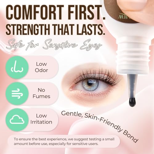 LASHVIEW Lash Cluster Glue Strong Hold, 3-4 Weeks Long-Lasting, Waterproof & Low Irritation, 2-3 Sec Drying Time, for Beginners & Professional Use(5ml)