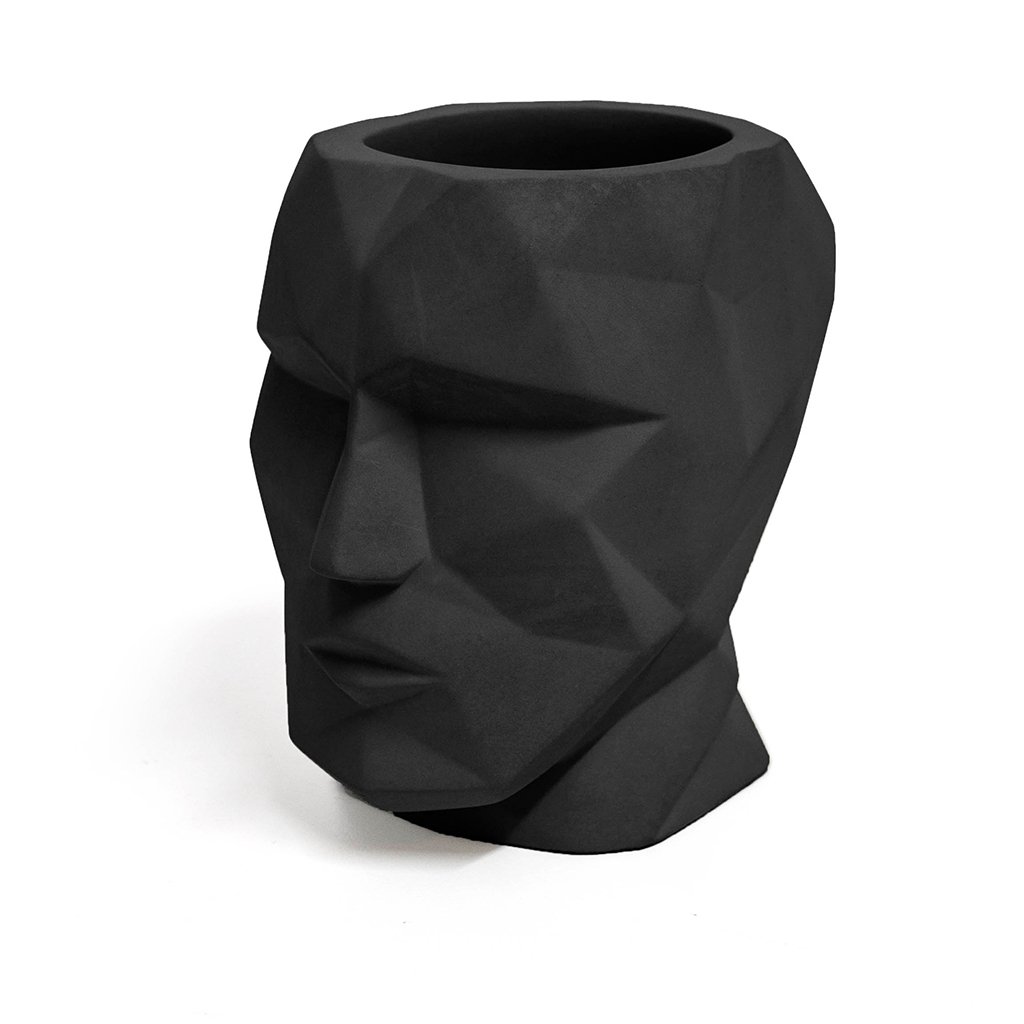 Balvi Pen holder The Head Black colour Shapped like a Head Geometric silhouette Cement