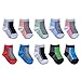 BARE HUGS Infant Boys All Weather No Show Socks - 10 Pack - Black Stripe/Dark Gray Stripe - 6-12 Months