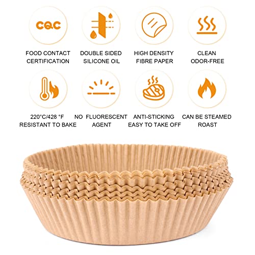 120 Pcs Healthy and Safe Air Fryer Disposalbe Paper Liner 6.3 Inch