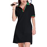 WOWULOVELY Polo Dress for Women V Neck Casual Short Sleeve Mini Shirt Dress Flowy Contrast Color Golf Tennis A Line Dresses