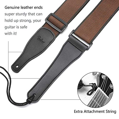 Guitar Strap for Acoustic, Electric & Bass Guitars with 1 Leather Strap