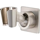 Shower Head Holder All Metal Handheld Shower Wand Bracket Adhesive Shower Wall Mount Holder Brass Shower Spray Holder Brushed