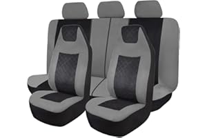 Flying Banner car seat Covers Full Set Protectors Front high Bucket Rear Bench Split 40/60 50/50 60/40 (Gray, High Bucket - Full Set)