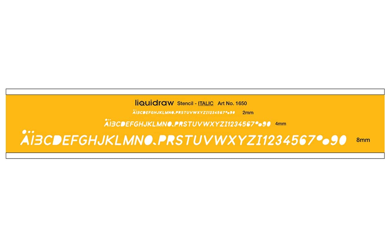 Liquidraw Lettering Stencils for Crafts English Stencil Alphabet Number Drawing Drafting Template, Italic Font Combo Set of 2mm, 4mm & 8mm