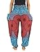 NaLuck Women's Boho Hippie Sunflower Smocked Waist Yoga Harem Pants PJ05-Crimson