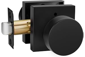 goldenwarm Privacy Black Interior Door Knob, Zinc-Alloy Heavy Duty Interior Door Knob Bedroom, Contemporary Black Door Knob P