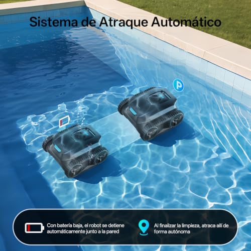 Ultenic Robot Pool Cleaners & Walls, Line, Navigation S&N App | Cleaning Background/Walls/Line, 180min/150㎡, Self-parking, Filter 180μm 3.5L, App Control, Automatic and Wireless