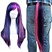 ANOGOL Free Cap + Purple Mix Pink Cosplay Wigs with Ponytail Rainbow Scene Wig with Tail Multi-Colored Synthetic Hair Anime Cosplay Wigs for Halloween Costume Christmas Party Outfit Mardi Gras Wig