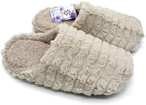 Silkgrace Women's/Men's Solid Shu Velveteen Lining House Slippers High Rebound Foam Indoor Soft Sole (For women 9-10 B(M) US, Beige)
