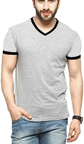 BLIVE Men's V-Neck Tshirt Grey
