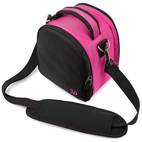 Laurel Compact DSLR Camera Bag Carrying Case for Pentax K-S1, Q-S1, XG-1, 645Z, K-3, K-50, Q7, K-500, MX-1, K-5 II, Q10, K-5 IIs, X70, K-7, K-x, Optio I-10, X90, 645D, K-r, K-5, Q, K-01, K-30, X-5 Digital SLR Cameras (Hot Pink)