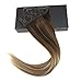 Sunny Invisible Hair Extensions Crown Human Hair Ombre Brown Mix Blonde Fish Line Wire One Piece Clip in Real Human Hair Extensions 80g 18Inch