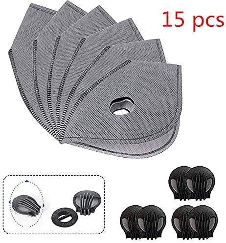 A set of 15 activated carbon N99 PM2.5,6PCS valve replacement,for mesh or neoprene dust masks, filter exhaust or anti-pollen allergy dust mask replacement filters (15PCS)
