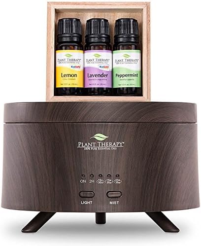 Plant Therapy Lemon, Lavender, Peppermint Aromafuse Set, Wood Grain
