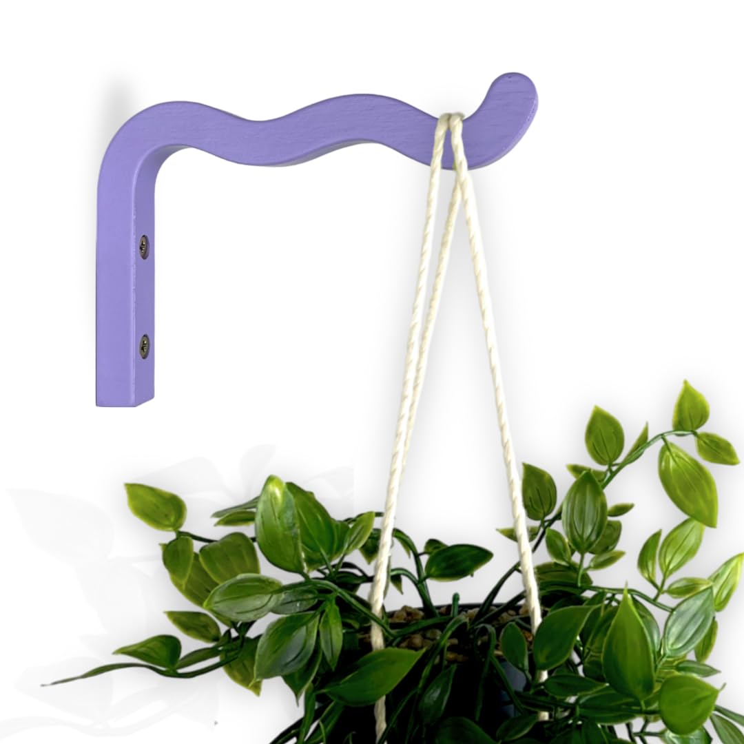 Photo 1 of EvenWood Colorful Wavy Wooden Wall Plant Hanger 6 Inch - Plant Wall Bracket for Hanging Plants Hook Indoor for Wind Chimes, Flower Brackets, Patio Garden Decorations