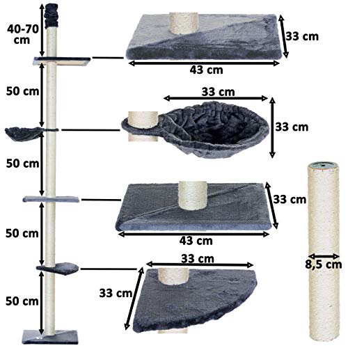 LCP-Katzen-Kratzbaum-Kletterbaum-deckenhoch-240-270-cm-Dicke-Sisal-Sulen