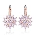 BAMOER 18K Rose Gold Plated Snowflake Leverback Earrings with Cubic Zirconia for Women Girls CZ Jewelry Fashion Drop Earrings 3 Style