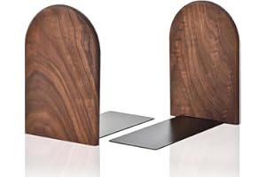 Premium Black Walnut Bookends，Heavy Duty Non-Slip Wooden Book Organizers for Shelves, Universal Decorative Bookend Holders fo