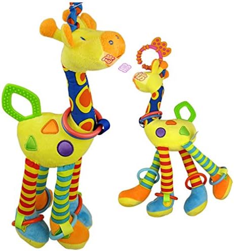 Reizbaby Giraffe Baby Plush Toy,Bed Grib Hanging Bell with Teether