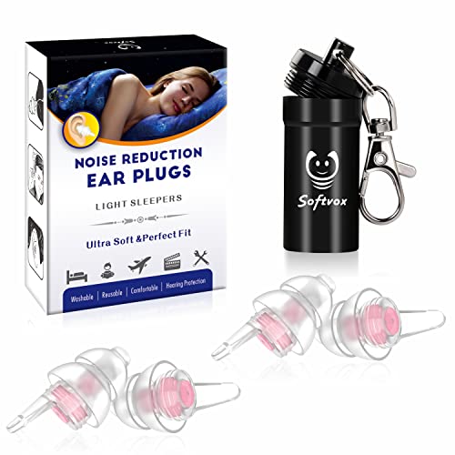 Small Ear Plugs 2 Pairs, Soft Silicone Noise Reduction Ear Plugs for