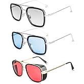 Ccoolhommy Tony Stark Sunglasses Retro Aviator Sunglasses Square Metal Frame (Tony Stark Same Color AND Spiderman the Same Color)