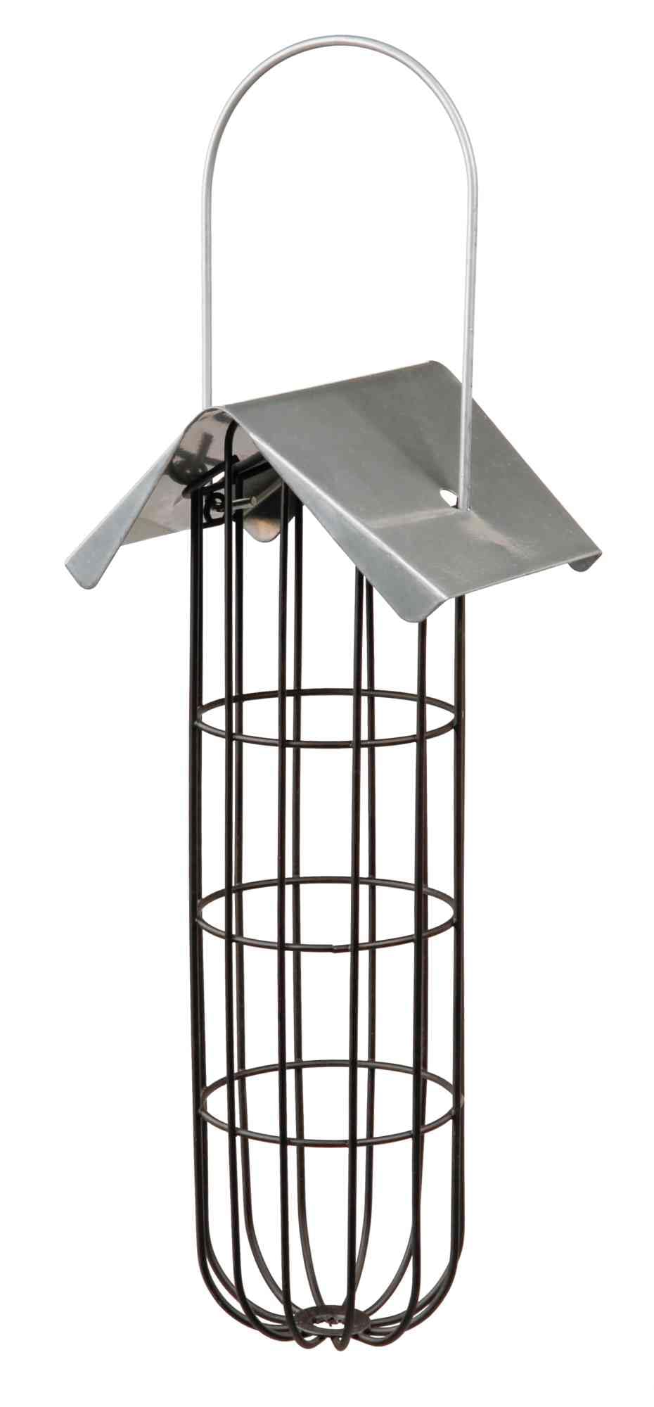 TRIXIE fat ball holder - for up to 4 fat balls - removable roof - powder-coated metal - weatherproof - 11 × 25 × 10 cm - 55623