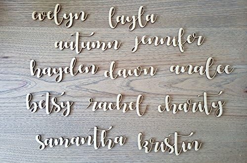 12 Custom Wood Wedding Name Table Plate Place Signs Unique Laser Cut Design