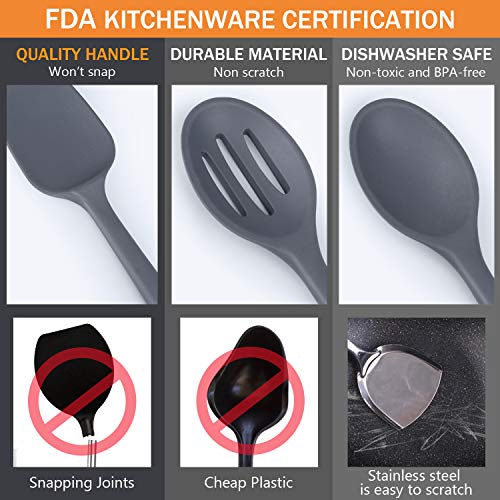 Kitchen Utensils Set，15pcs Dishwasher Safe Silicone Cooking Utensils Set ，Non-stick Kitchen Utensils，446°F Heat Resistant Cooking Utensils(BPA Free)